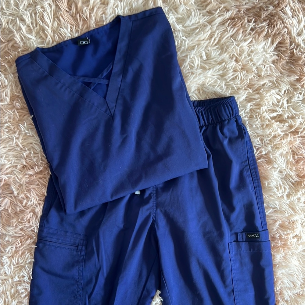 Royal Blue Fashion Scrub Set - Joggers & Vneck